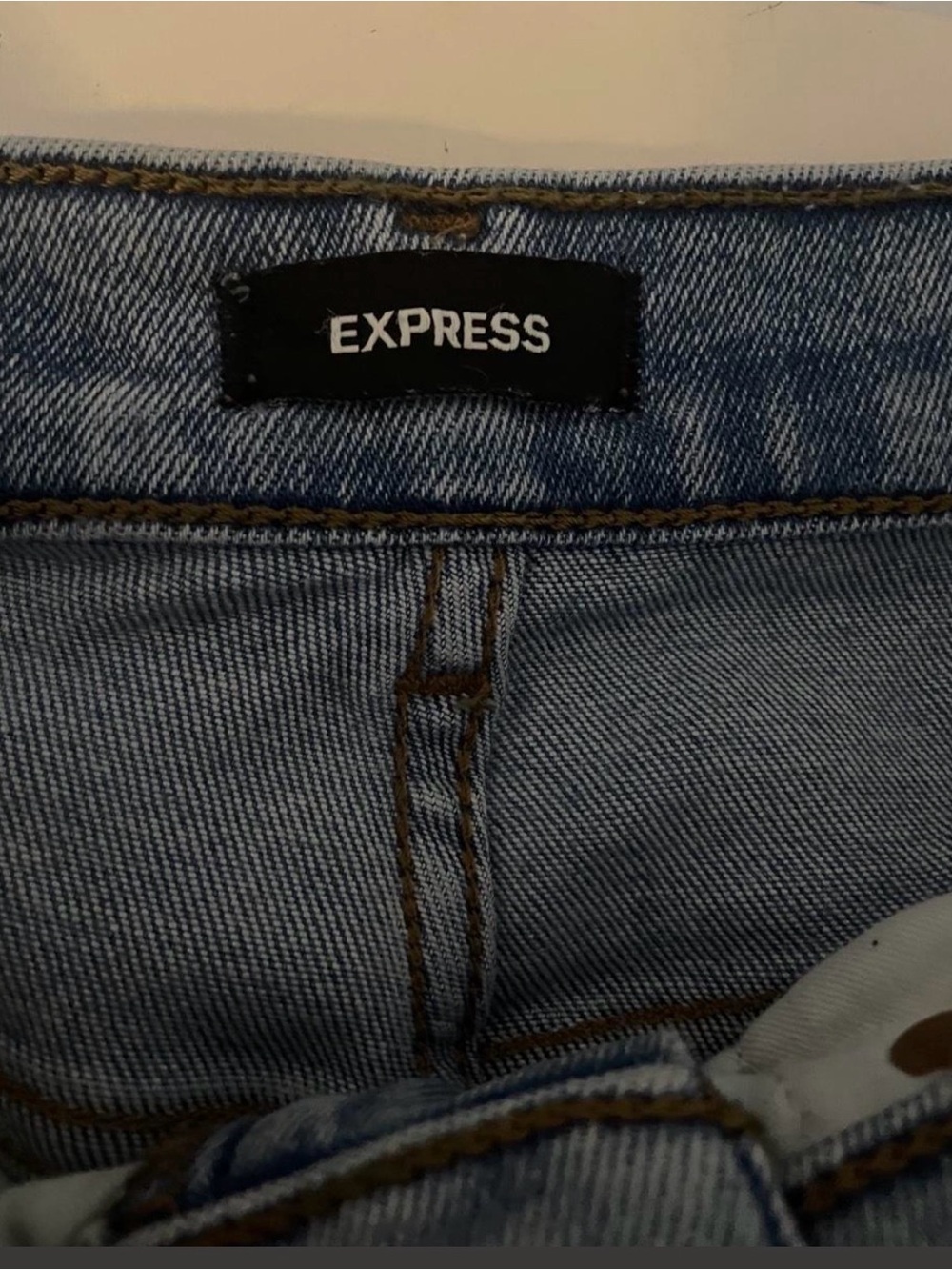 Express Women's Straight Leg Distressed Jeans - Blue - Picture 2 of 4